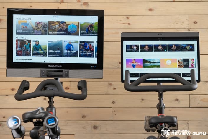 Peloton Bike + vs NordicTrack s27i Screen Libraries
