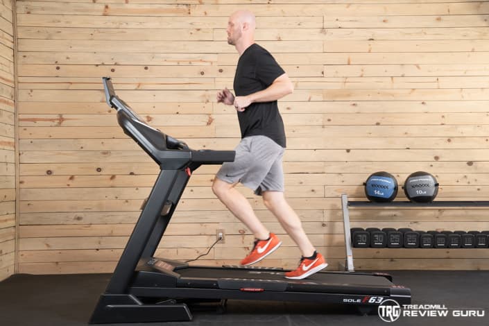 Sole F63 Treadmill User Running On Incline