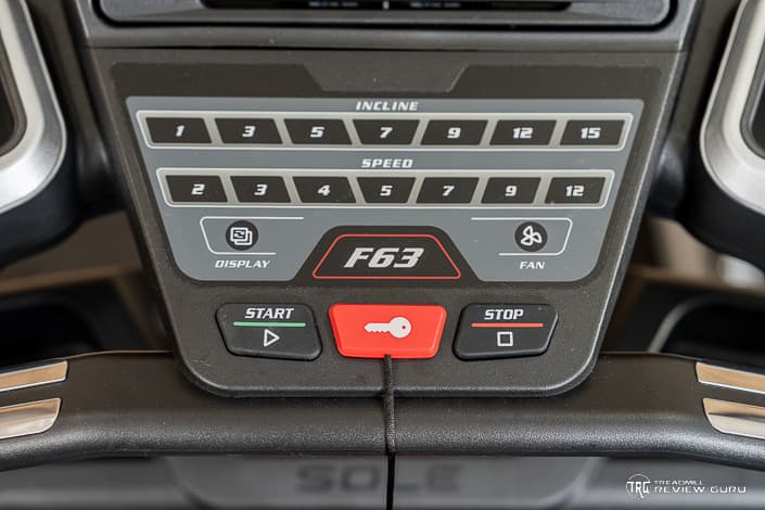 Sole F63 Treadmill Adjustment Buttons