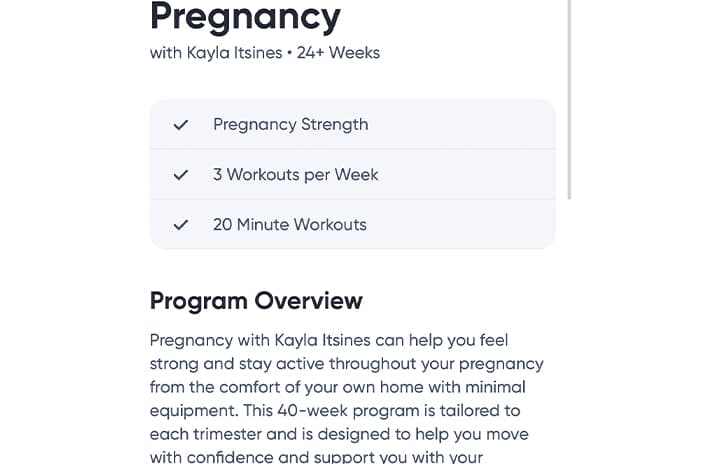 Sweat App Pregnancy Program