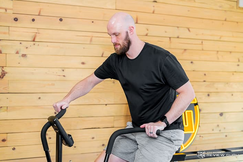 Bells of Steel Residential Air Bike Man Using Handles