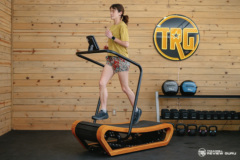 Bells of Steel Wooden Manual Treadmill - action running